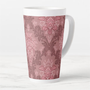 Dusty Rose Soft Pink Burgundy Elegant Damask Latte Mug