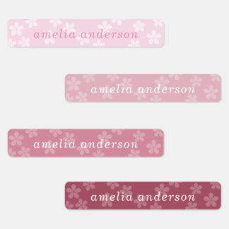 Dusty Rose Soft Pink Floral School Waterproof Name