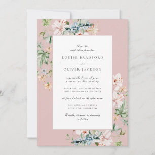 Dusty Rose Spring Watercolor Floral Dusty Wedding Invitation