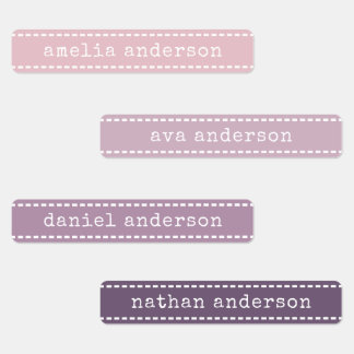Dusty Rose Stitched Ribbon Kids School Skinny Name