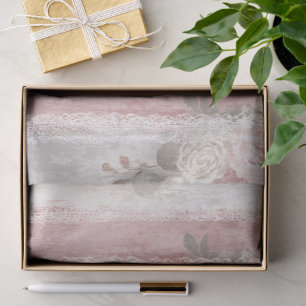 Dusty Rose Stripe & Lace  Tissue Paper