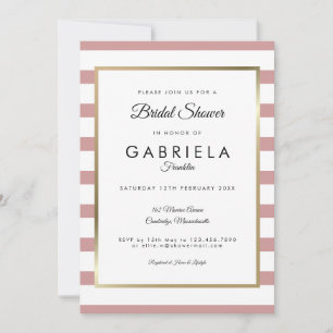 Dusty Rose Stripe Wedding Bridal Shower Invitation