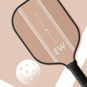 Dusty Rose Stripes Feminine Pink Monogrammed Pickleball Paddle