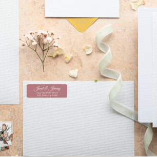 Dusty Rose Stylised Names Wedding Address Return Address Label