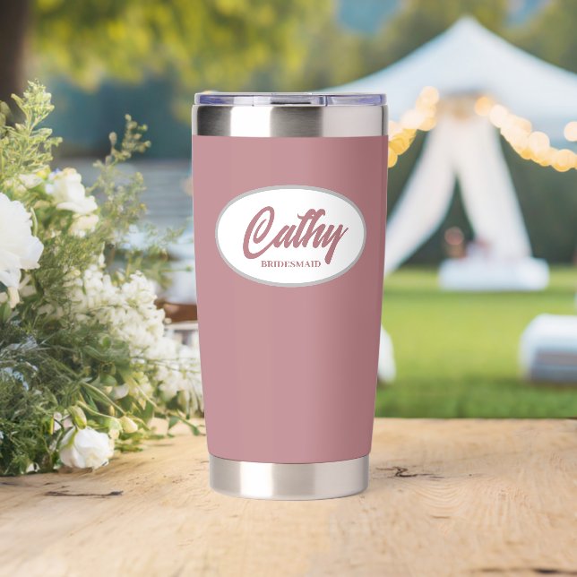 Dusty Rose Stylised Wedding Bridesmaid Insulated Tumbler (Wedding (Rotated))