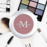 Dusty Rose Stylised Wedding Bridesmaid Monogram Compact Mirror<br><div class="desc">A personalised compact mirror for your wedding bridesmaid or maid of honour that has her initial and name stylised on a trendy,  dusty rose colour background. Edit to replace initial and name. Select your compact mirror style.</div>