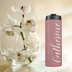 Dusty Rose Stylised Wedding Bridesmaid Name Thermal Tumbler