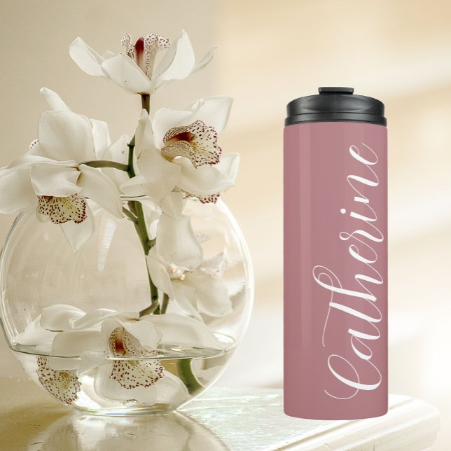Dusty Rose Stylised Wedding Bridesmaid Thermal Tumbler (In Situ)