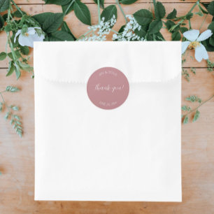 Dusty Rose Stylised Wedding Thank You Classic Round Sticker