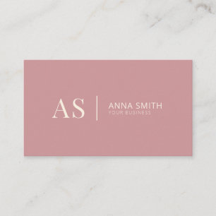 Dusty Rose Stylish Pink Monogram Modern Business Card