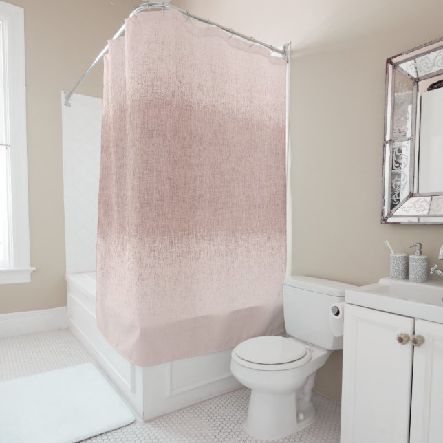 Dusty Rose Terracotta Pink Ombre Abstract Texture Shower Curtain (In Situ)