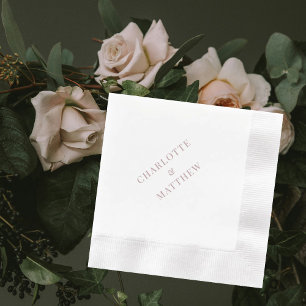 Dusty Rose Text Custom Names Wedding Napkin