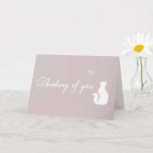 Dusty Rose Thinking of You Cat Loss Sympathy Card
