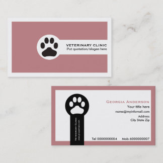 Dusty rose Vet/Veterinary Clinic minimalist Business Card