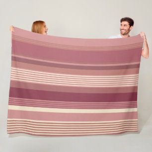 Dusty Rose Warm Muted Pinks Bold Stripes Fleece Blanket