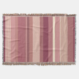 Dusty Rose Warm Muted Pinks Bold Stripes Throw Blanket