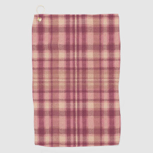 Dusty Rose Warm Muted Pinks Plaid Golf Towel
