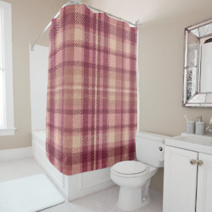 Dusty Rose Warm Muted Pinks Plaid Shower Curtain