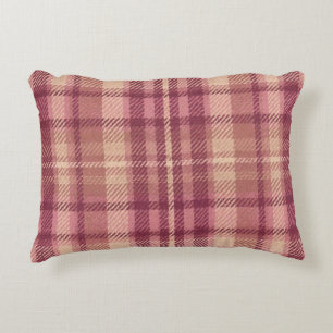 Dusty Rose Warm Muted Pinks Rosy Hues Plaid Decorative Cushion