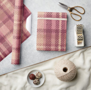 Dusty Rose Warm Muted Pinks Rosy Hues Plaid Wrapping Paper