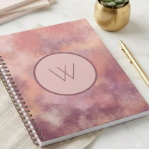 Dusty Rose Watercolor Abstract Monogram Journal