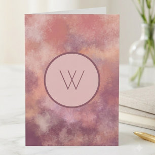 Dusty Rose Watercolor Abstract Monogram Note Card