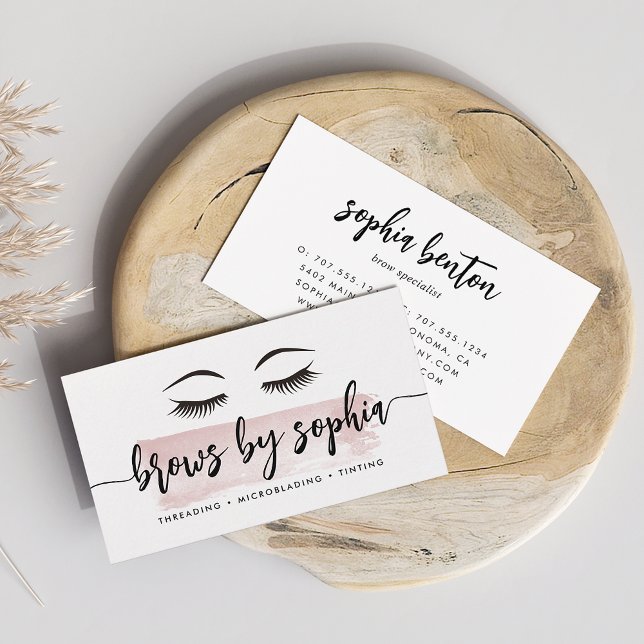 Dusty Rose Watercolor Brow Services Business Card (Creator Uploaded)