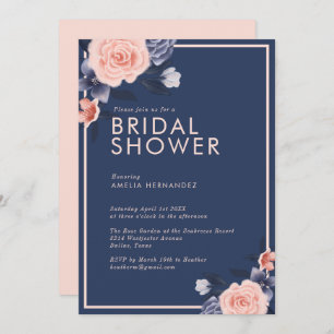 Dusty Rose Watercolor Floral Modern Bridal Shower Invitation