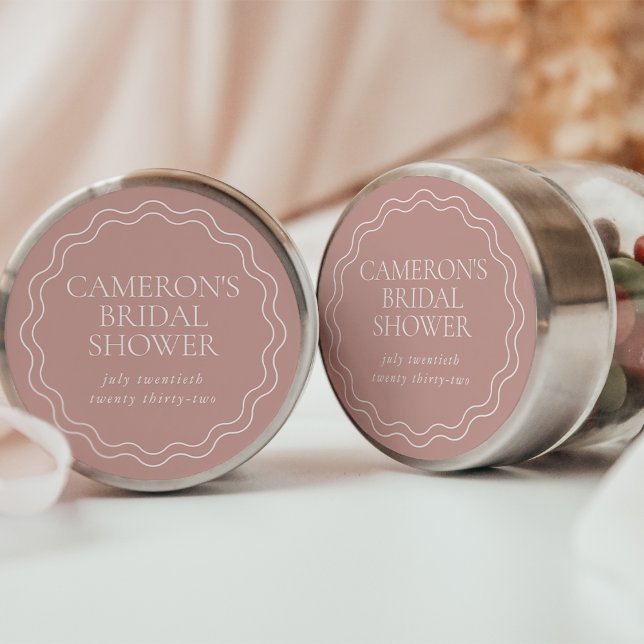 Dusty Rose | Wavy Scallop Border Bridal Shower Classic Round Sticker (Creator Uploaded)