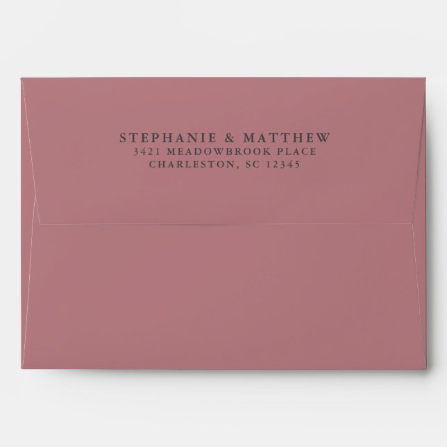 Dusty Rose Wedding Chic Return Address Elegant Envelope (Back (Top Flap))