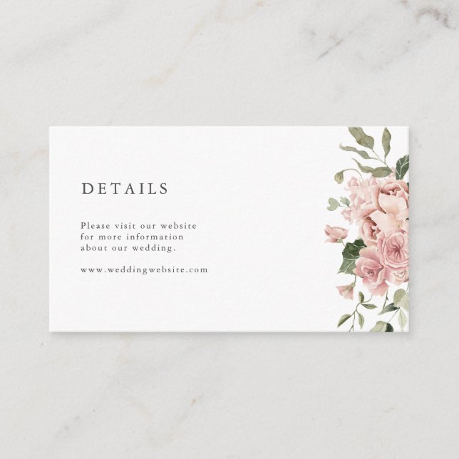Dusty Rose Wedding Enclosure Card (Front)