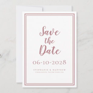 Dusty Rose Wedding Engagement Modern Minimalist Save The Date