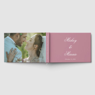 Dusty Rose Wedding Guest Book with Photo & Text