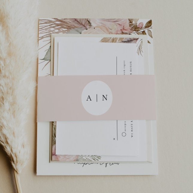 Dusty Rose Wedding Invitation Belly Band (Creator Uploaded)