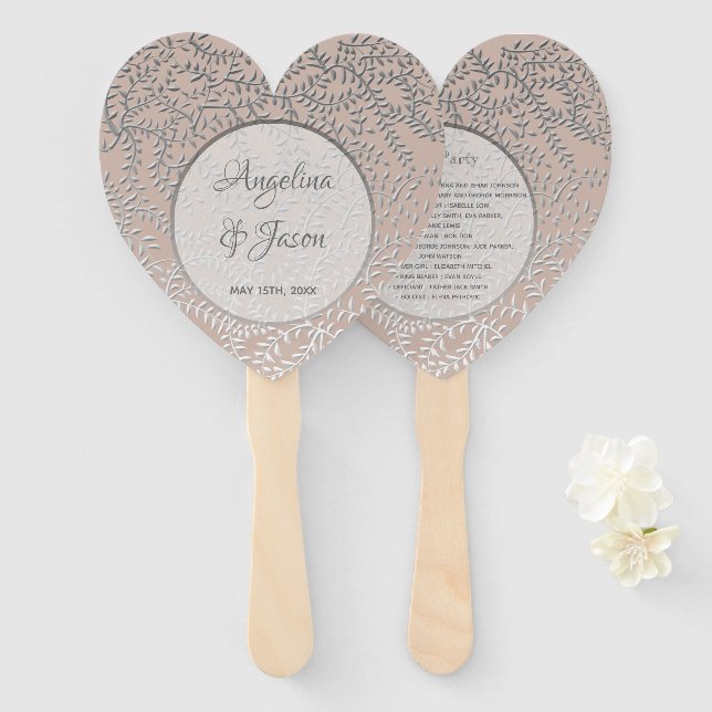 Dusty Rose Wedding Party Hand Fan (Front and Back)
