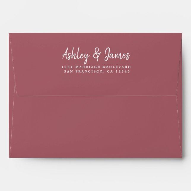 Dusty Rose Wedding Return Address Envelope (Back (Top Flap))