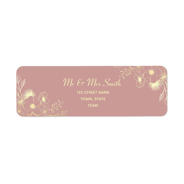 Dusty Rose Wedding Return Address Label (Front)