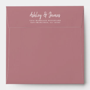 Dusty Rose Wedding Return Address Square Envelope