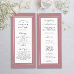 Dusty Rose Wedding Service Ceremony Elegant Program<br><div class="desc">Dusty Rose wedding program design features a beautiful chic border in dusty rose that includes an elegant petite white border. Personalise wedding ceremony details for your guests in chic charcoal grey calligraphy lettering and script set on a white background. The back of the card matches with Dusty Rose on crisp...</div>