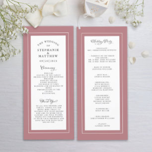 Dusty Rose Wedding Service Ceremony Elegant Program