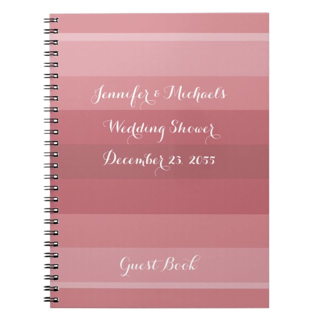 Dusty Rose Wedding Shower Anniversary Party Notebook (Front)