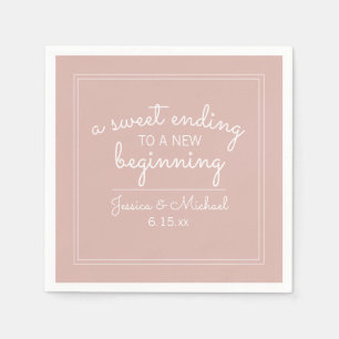 Dusty Rose Wedding Sweet Ending New Beginning Napkin