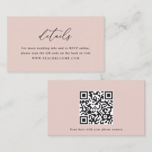 Dusty Rose Wedding Website QR Code Details Card