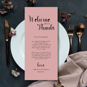 Dusty Rose Welcome & Thanks Place Setting Cards