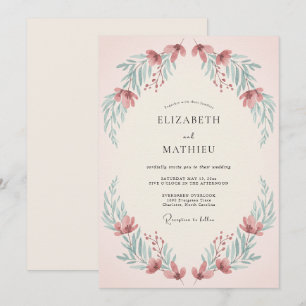 Dusty Rose Whispering Summer Wedding Invitation