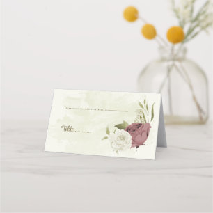 dusty rose white flowers botanical wedding place card