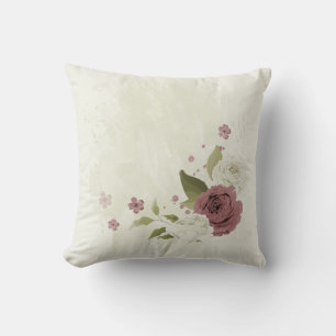 dusty rose white flowers cushion
