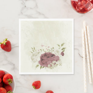 dusty rose white flowers napkin
