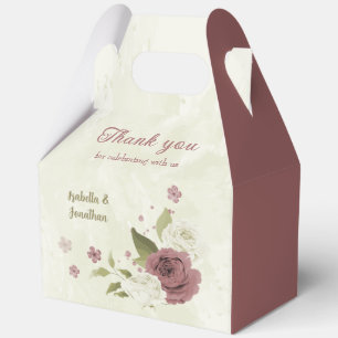 dusty rose white flowers wedding favour box