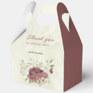 dusty rose white flowers wedding favour box